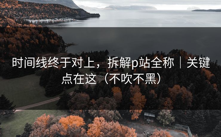 时间线终于对上，拆解p站全称｜关键点在这（不吹不黑）
