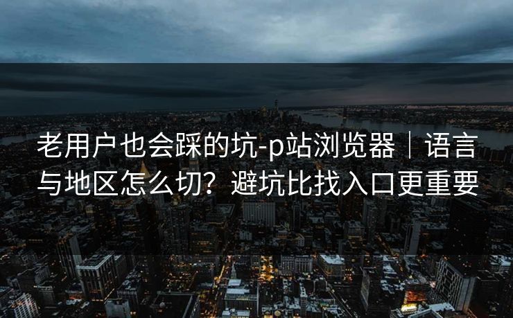 老用户也会踩的坑-p站浏览器｜语言与地区怎么切？避坑比找入口更重要