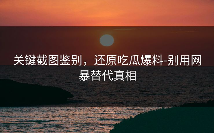 关键截图鉴别，还原吃瓜爆料-别用网暴替代真相