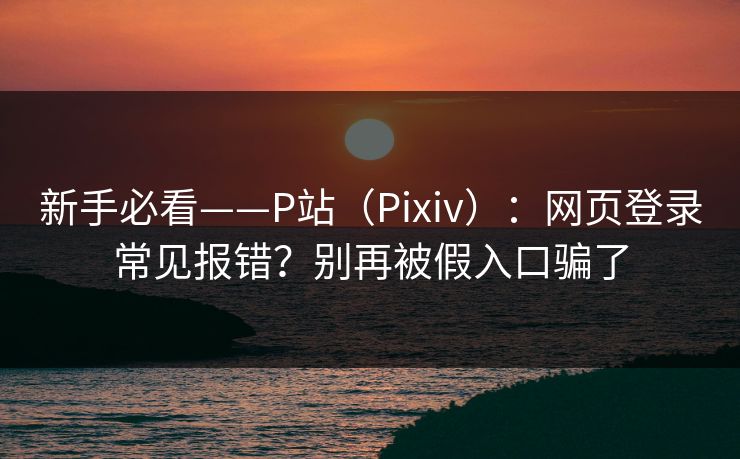 新手必看——P站（Pixiv）：网页登录常见报错？别再被假入口骗了