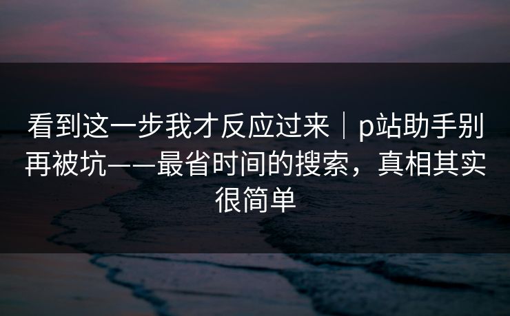 看到这一步我才反应过来｜p站助手别再被坑——最省时间的搜索，真相其实很简单