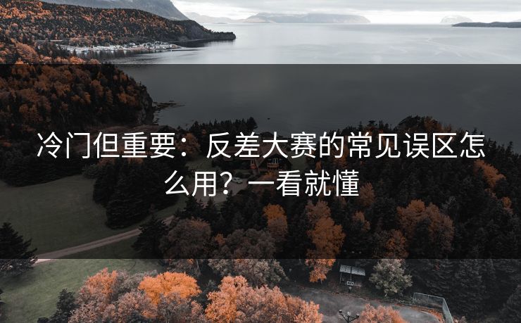 冷门但重要：反差大赛的常见误区怎么用？一看就懂