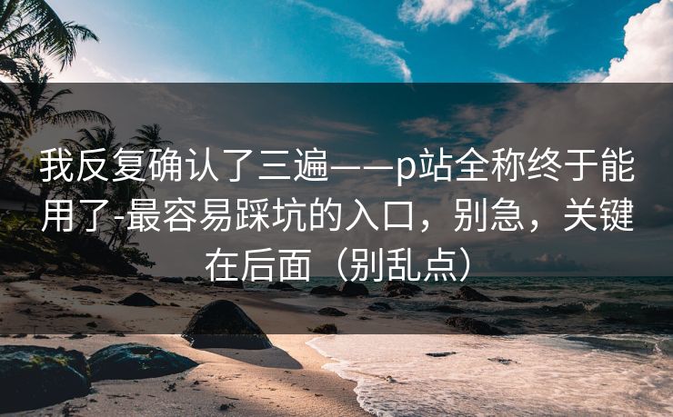 我反复确认了三遍——p站全称终于能用了-最容易踩坑的入口，别急，关键在后面（别乱点）