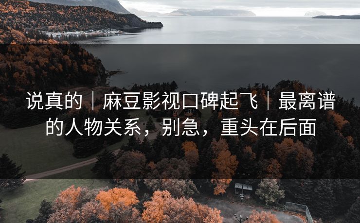 说真的｜麻豆影视口碑起飞｜最离谱的人物关系，别急，重头在后面