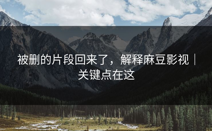 被删的片段回来了，解释麻豆影视｜关键点在这