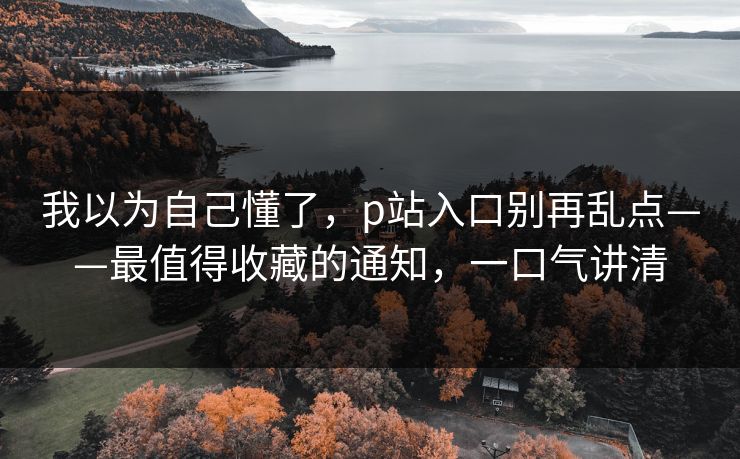 我以为自己懂了，p站入口别再乱点——最值得收藏的通知，一口气讲清