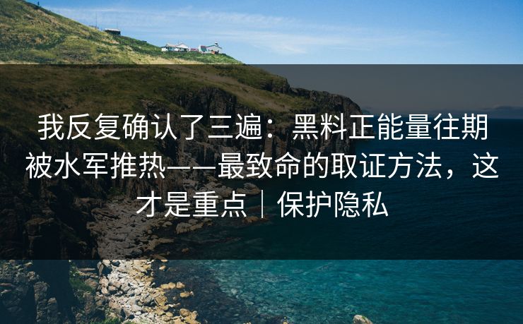 我反复确认了三遍:黑料正能量往期被水军推热——最致命的取证方法,这才是重点|保护隐私 我反复确认了三遍:黑料正能量往期被水军推热——最致命的取证方法,这才是重点|保护隐私
